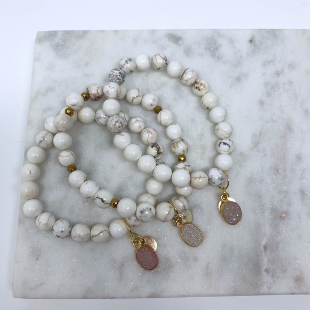 White Turquoise Druzy Bracelets - Picture 3 of 8